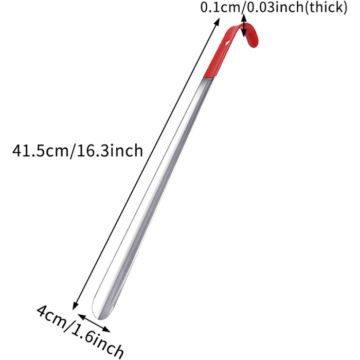 Ріжок для взуття з довгою ручкою, ріжковий ріжк для взуття з довгою ручкою, ергономічна форма, для чобіт і туфель, ручний помічник, петля для підвішування з нержавіючої сталі, ріжок, допоміжний інструмент портативний для подорожей