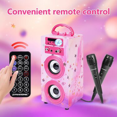 Караоке-система DYNASONIC 2 мікрофони Model 15 Lights, портативна, для дітей