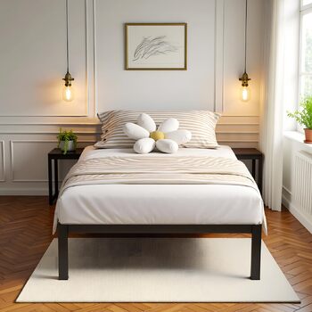 Каркас ліжка 90 x 200, каркас ліжка з місцем для зберігання під ліжком, металеве ліжко, односпальне ліжко - чорне односпальне ліжко 90 x 200 см