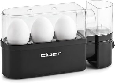 Яйцеварка Cloer 6020, до 3 яєць, знімна переноска для яєць, функція сервіровки, 300 Вт, пластик, чорний