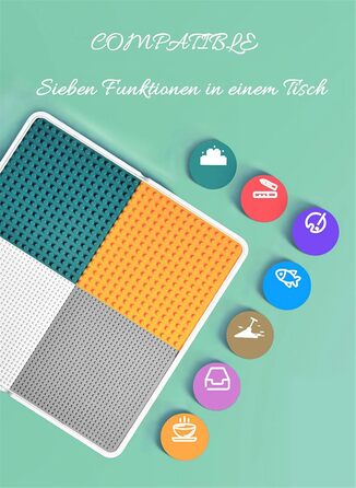 Комплект дитячого столу та стільця 6-в-1, дитячий ігровий стіл, двостороння стільниця 551 см з 292 будівельними блоками, багатофункціональний стіл з 1 стільцем як столом-конструктором, пісочниця, стіл для творчості 51*51