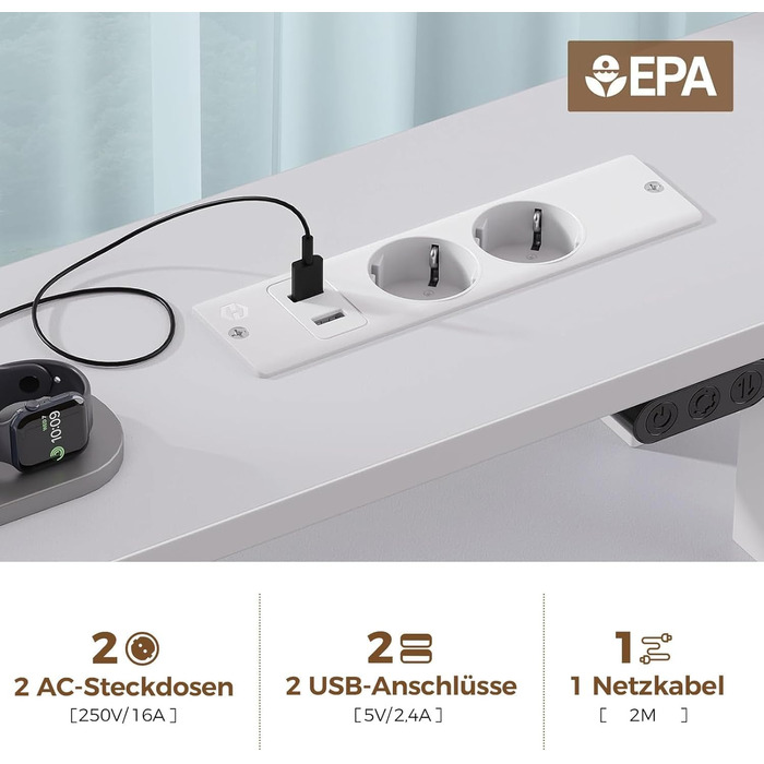 Ігровий стіл Seventable з шухлядами, комп&39ютерний стіл зі світлодіодним освітленням, розетками та USB-портами, ігровий стіл з підставкою для клавіатури та монітора для офісу, вітальні (білий, 120x47x88 см) Білий 120x47x88 см