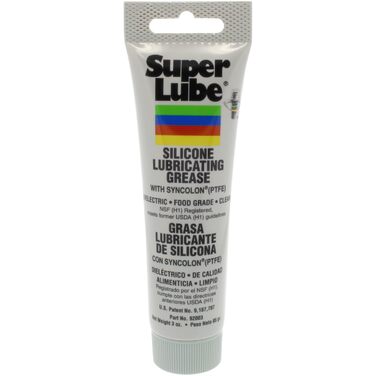 Super Lube 92003 силіконова мастильна паста з PTFE, туба 3 унції (85 г), напівпрозора біла, універсальна змазка з тефлоном, США