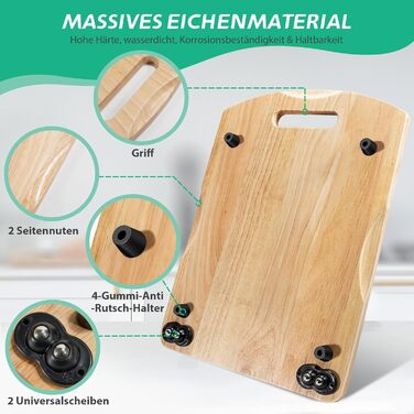 Розсувна дошка для Thermomix TM6, Розсувна дошка Thermomix TM6 з 2 універсальними колесами, Ролетна дошка для Thermomix TM6, Швидкорухома дошка Thermomix TM5, Розсувна дошка Thermomix з дерева