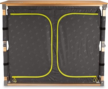 Кемпінгова шафа Zempire Design XXL з натуральним та стійким до атмосферних впливів бамбуковим верхом, повністю складна та надзвичайно міцна, 4 великі відділення для зберігання