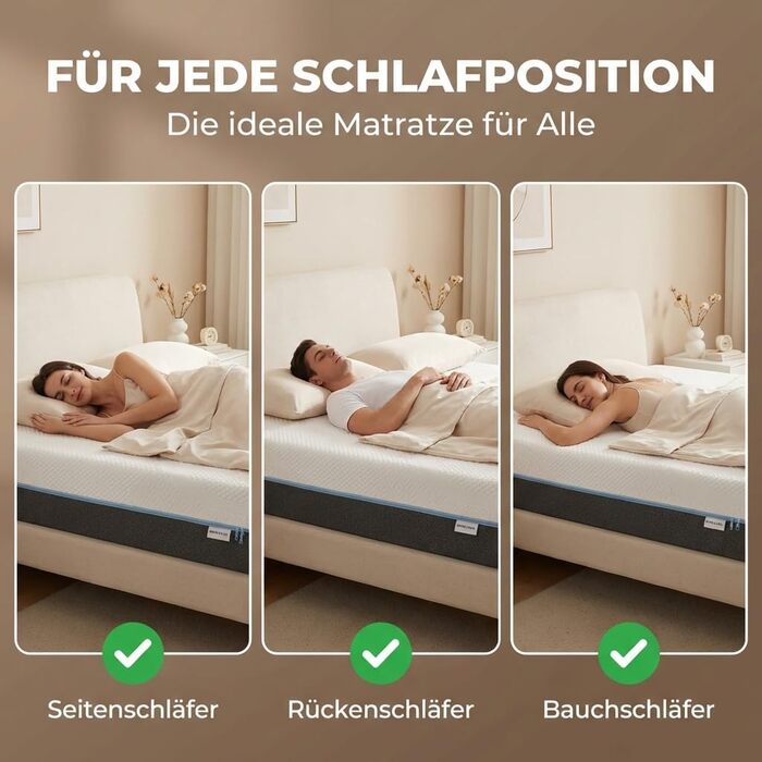 Матрац KNERST Duoflex 90 x 200 см - 2 рівні жорсткості м&39який та жорсткий - гелева піна з ефектом пам&39яті та 7-зонна комфортна піна - висота 21 см - ортопедичний матрац для всіх положень сну - матрац