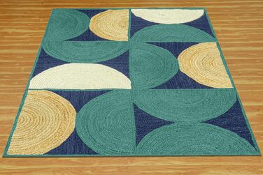 Колекція CASAVANI Прямокутний килим, 25,4 x 35,6 см, візерунок Blue & Multi, тканий джутовий килим, геометричний килим кілім, для