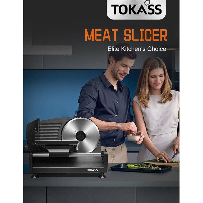 Електричний нарізувач їжі з нержавіючої сталі - Регульований кухонний комбайн від 0 до 15 мм - 2 леза - Нарізка ковбаси - Нарізка хліба, нарізка шинки, м'ясо (150 Вт 2 леза чорний)