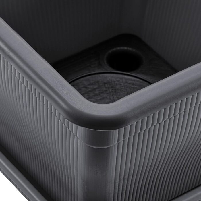 Кашпо BURI XL 48x48 см, великий квітковий горщик Горщик для рослин з резервуаром для води та блюдцем 30-літровий квітковий горщик для використання в приміщенні та на вулиці, антрацитового кольору УФ-стійкий, морозостійкий, надзвичайно міцний, антрацитовий