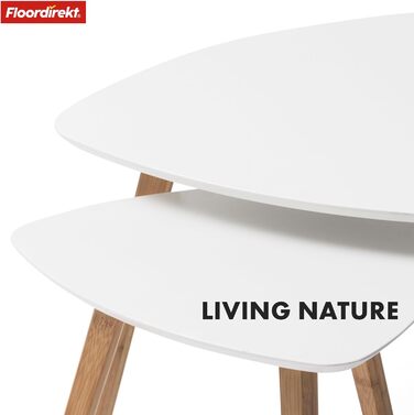 Комплект із 2 журнальних столиків Floordirekt білого кольору, дерев&39яні приставні столики, круглі столики для вітальні, журнальні столики для невеликого дивана в сучасному дизайні (Орегон)