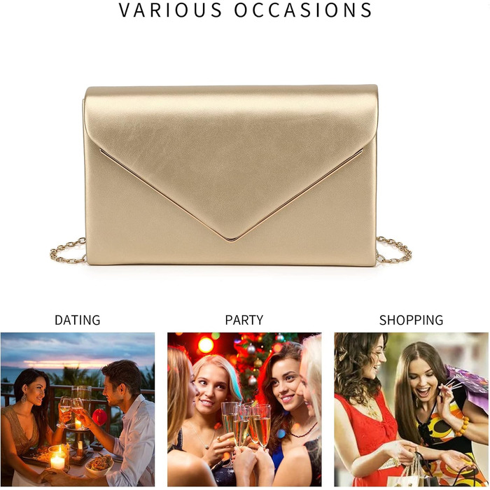 Елегантна клатч-конверт Labair з екошкіри для жінок вечірня сумочка на весілля, урочисті події. Золотий колір