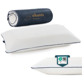 Подушка alkamto з піни з ефектом пам&39яті 70x45 см Ергономічна подушка для підтримки шиї Сертифіковано Oeko-Tex Терморегулюючий чохол Гіпоалергенна та придатна для прання Для сну на спині та на боці