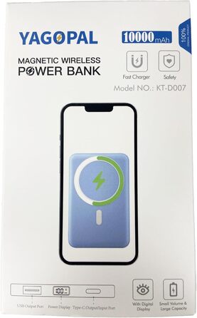 Бездротовий Power Bank Магнітний 22.5W PD швидка зарядка зі світлодіодним дисплеєм та USB-C зарядним кабелем Акумуляторна батарея для iPhone 16/15/14/13/12/Mini/Pro/Pro Max White, 10000mAh