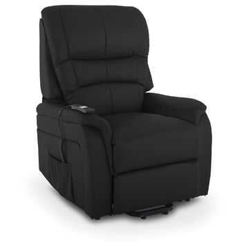 Крісло під телевізор MACOShopde від MACO Mbel Raburg з функцією підйому та відкидання, електрично регульоване з 2 двигунами та дистанційним керуванням, пружинна основа з кишеньковим механізмом, елегантна штучна шкіра Jan Black Чорна штучна шкіра