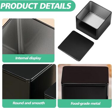 Класичних квадратних чайних банок, 8,5x8,5 см, для розсипного чаю, контейнери з 20 етикетками, ароматизовані металеві банки для зберігання чаю, кавових зерен, спецій, борошна, рису (висота 8,6 см та 6,5 см), 8