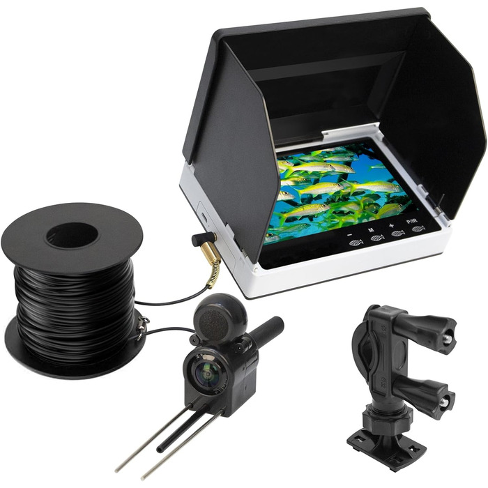 Підводна камера для риболовлі, ехолот, водонепроникний портативний ехолот IP67 з 5-дюймовим IPS-дисплеєм, ширококутний ехолот нічного бачення з інфрачервоним охопленням 200 із сонцезахисною зоною для льоду, річки та човна