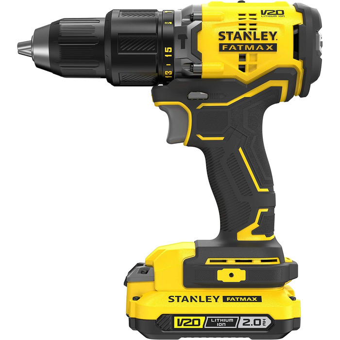 Двошвидкісний акумуляторний ударний дриль-шуруповерт Stanley FatMax 18 В SFMCD715D2K (2,0 Ач, макс. крутний момент 60 Нм, безщітко