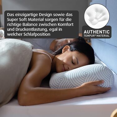 Подушка для сну TEMPUR EASE з піни з ефектом пам&39яті, ергономічна подушка для підтримки шиї для всіх положень сну, жорстка, 50 x 31 x 10/5 см, білий (модель-наступник)