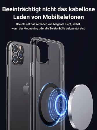 Тримач для мобільного телефону автомобільний магніт з металевим кільцем сумісний з MagSafe iPhone 16/15/14/13 Pro Max та всіма сма