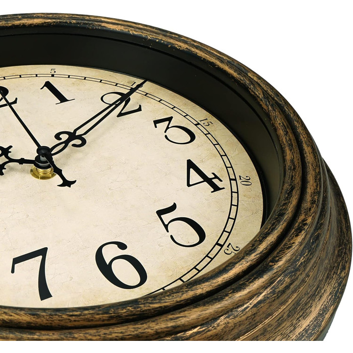 Настінний годинник Plumeet Classic 25см Тихий настінний ретро годинник без цокання для вітальні - спальні - на батарейках (ретро)