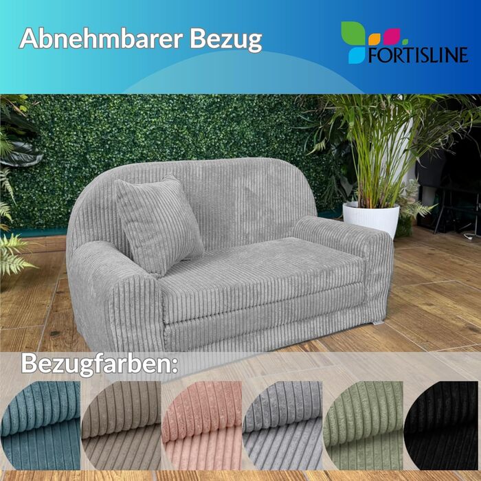 Дитячий диван FORTISLINE (круглий) з плюшу - Міні-ігровий диван з розкладкою - Дитячий диван з функцією сну 78x45x40 см - М&39який диван Oeko-TEX, включаючи подушку, коричневий