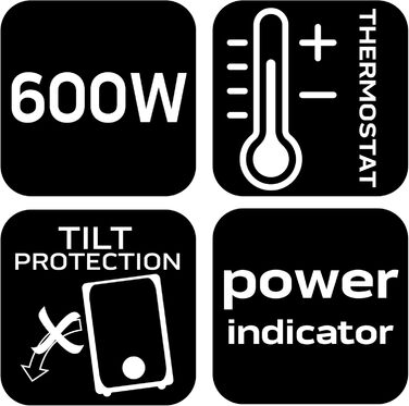 Настільний вентилятор-обігрівач NEO TOOLS, 600 Вт - Компактний міні-вентилятор-обігрівач з термостатом та захистом від перекидання, ідеально підходить для столів та офісів, ефективний точковий обігрів 90-129