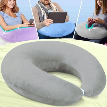 Ергономічна подушка Crealis ваш союзник для комфорту та творчих моментів подушка для читання та ігор для ліжка та дивана ергономічна подушка для рук для читання, гри, роботи та в&39язання гачком (сіра, стандартна)