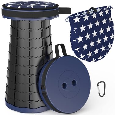 Телескопічний стілець, складаний, легкий та портативний, стілець для дорослих, кемпінговий стілець для походів, риболовлі, подорожей, барбекю, максимальне навантаження 200 кг, з сумкою для перенесення морського класу