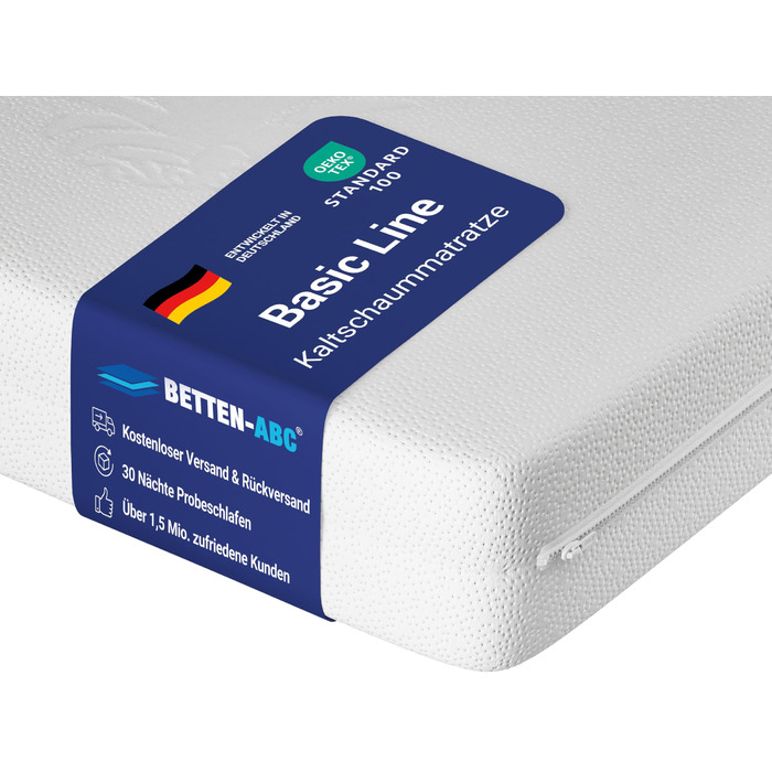 Матрац ABC Comfort Foam Mattress Basic-Line, висота ядра приблизно 10 см, чохол з алое вера, виготовлений за німецькими стандартами якості (розмір 90 x 190 см)