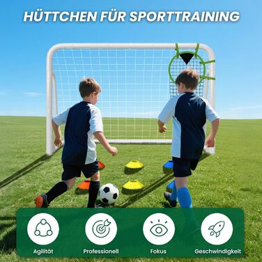 Міцний комплект футбольних воріт 4 розмірів для саду (180-365 см) Доступний як окремостоячий або складний варіант Зі сталевою трубою або ПВХ рамою Повний комплект для саду та парку 180120 см, металеві складні - Білий