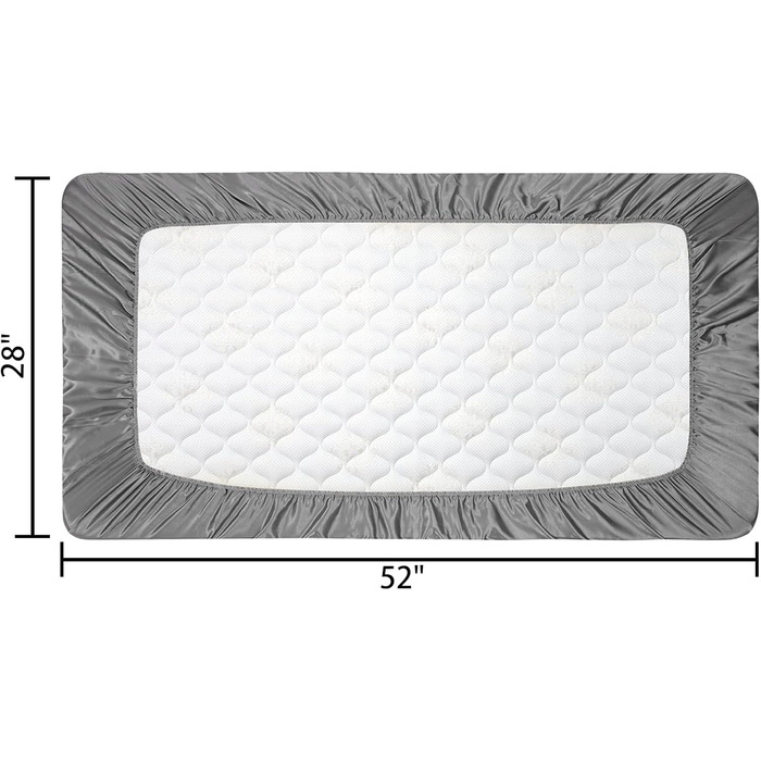 Постільна білизна, простирадло на резинці для дитячих ліжечок з делікатним ворсом, сатинова, для хлопчиків та дівчаток, унісекс, 132 x 71 x 20 см, 2 шт., простирадла для ліжечка, сатинові - білі та сірі