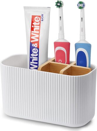 Тримач для зубної щітки для органайзера у ванній кімнаті, тримач для електричної зубної щітки та зубної пасти, органайзер для зубної щітки для сімї, для дітей (білий)