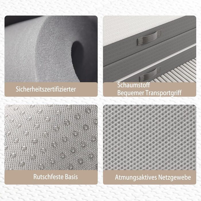 Розкладний матрац 75x195x10 см, середньої жорсткості, розкладний матрац, гостьовий матрац, гостьове ліжко, виготовлений з матеріалу товщиною 10 см з чохлом, що прається, для подорожей, кемпінгу, підлоги, гостьового ліжка, матраца, білий 75x195x10 см