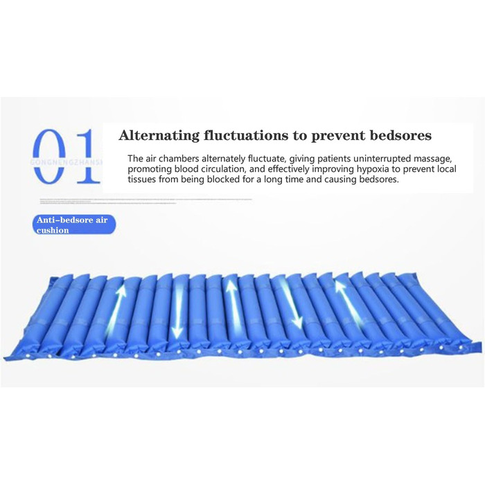 Протипролежневий матрац із системою змінного тиску для тривалого догляду, профілактики та лікування пролежнів, підходить для домашніх та лікарняних ліжок, ліжко для догляду за хворими, з насосом, легко чиститься, ширина 110 см