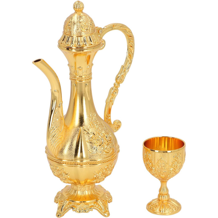 Арамокс Вінтажний чайний сервіз, сплав цинку, елегантний дизайн, ретро-набір для вина, для декору дому, святкових обідів та сімейних зустрічей