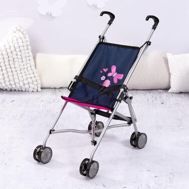 Коляска для ляльок, лялькова коляска, подвійні колеса, ремені безпеки, легко складається, виготовлена з металу, 30113AA