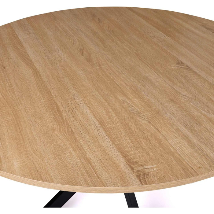 Круглий обідній стіл ALIX на 6 осіб, основа-павук, дерево та чорний колір, 110 см