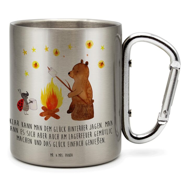 Термокружка &quotМістер і місіс Панда&quot Ведмедик і Сонечко біля багаття - Подарунок, кружка з нержавіючої сталі, кухоль для чаю, термокружка, ізольована кружка, плюшевий ведмедик