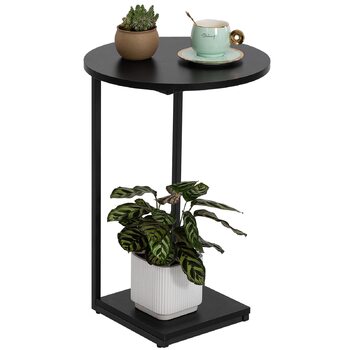 Приставний столик HDANI C, тумбочка під диван, що розсувається, приставний столик у вітальню чорного кольору 40*40*60 см