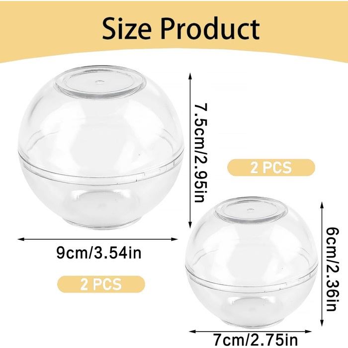 Контейнер для зберігання цибулі з 4 предметів, кульки для зберігання продуктів, що штабелюються, для часнику та цибулі, зберігання в холодильнику, діаметр 7 та 9 см, прозорий, для всього, що має сильний запах