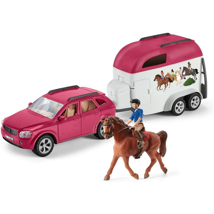 Автомобіль Schleich з причепом для коня, в комплекті 1 кінь, набір ігрових фігурок для дітей від 5 років і старше