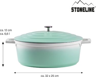 Каструля для запікання з кришкою індукційна 32 см, 6,6 л, лита алюмінієва каструля з покриттям з частинок справжнього каменю, каст