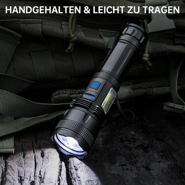Акумуляторний світлодіодний ліхтарик, 2 шт., надзвичайно яскравий ліхтарик 100 000 люмен із 7 режимами світла та водонепроникністю IPX7, тактичні ліхтарики для кемпінгу, походів, чорний