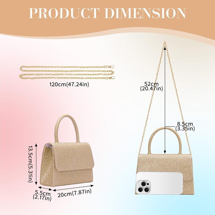 Клатч Larcenciel, блискуча жіноча сумочка зі знімним ланцюжком, металева вечірня сумка з блискітками для весілля, вечірки, побачення, золоті блискітки