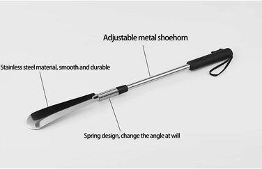 См висувний ріжок, телескопічний ріг з нержавіючої сталі, ріжк для взуття з довгою ручкою для чоловіків, жінок, дітей, людей похилого віку срібло, 41