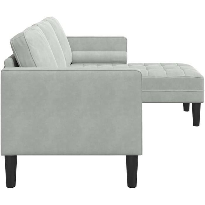 Г-подібний кутовий диван, комплект диванів, світло-сірий, 173 x 131 x 67 см, оксамит, світло-сірий, без лавки