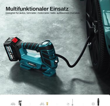 Акумуляторний компресор KIESBOHR 11 бар, велосипедний насос, електричний повітряний насос з функцією автоматичної зупинки, світлод