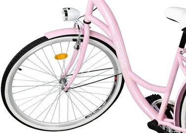 Дюймовий рожевий комфортний велосипед з однією швидкістю, кошиком та заднім багажником, голландський велосипед, жіночий велосипед, міський велосипед, ретро, вінтаж, 28-