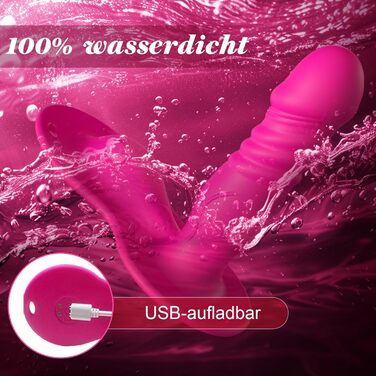 Вібратор-фалоімітатор YAWNSHE, з функцією поштовхів та вібрацією, рожевий, з додатком та пультом