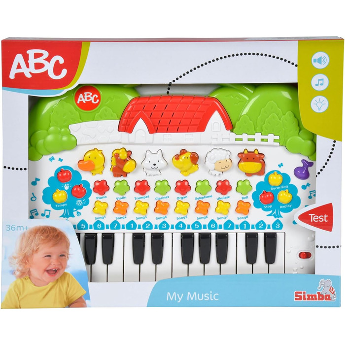 Клавіатура ABC тварина, з різними звуками та функціями налаштування, 28x39 см, від 3 років, 104018188 -
